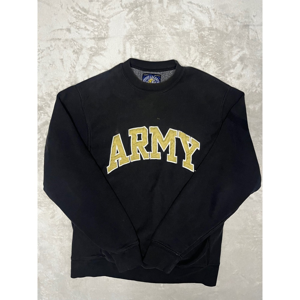 Steve Barrys Black Army Sweatshirt Pullover Crewneck Athletic XS